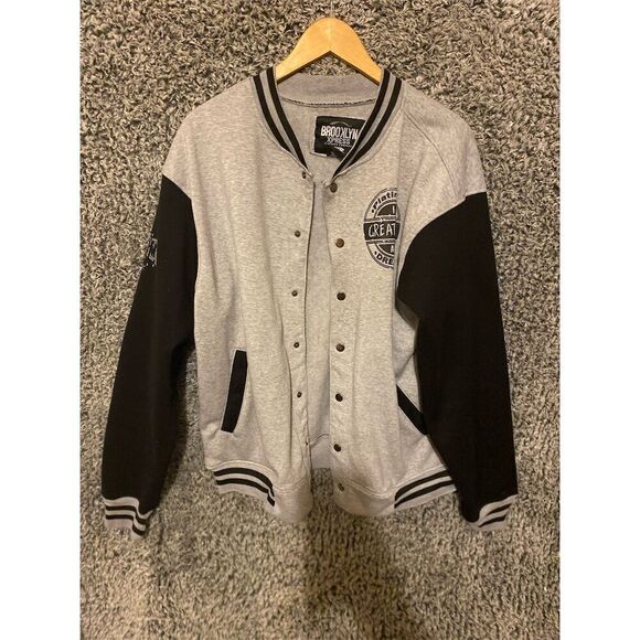 Brooklyn Xpress Men's Varsity Jacket Black XL Casual Button-Up - Picture 1 of 9